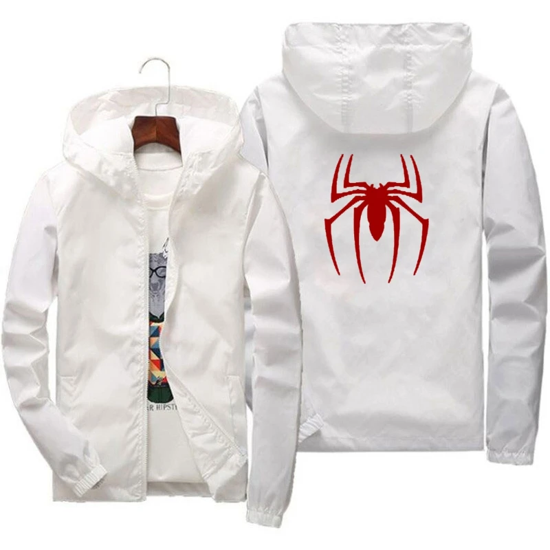 

2024 New Men's Clothing Outdoor Leisure Thin Work Jacket Spring Red Spider Print Sleeves Slim Fit Bomber Jacket Men Outerwear