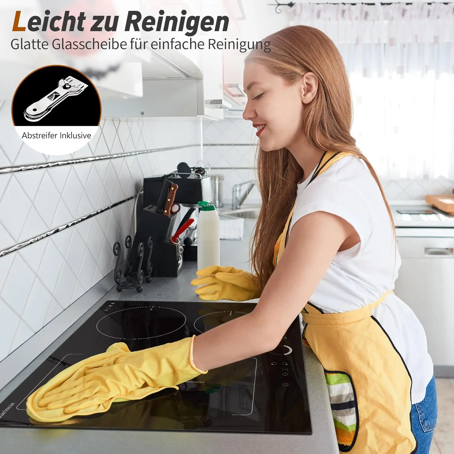 موقد كارينير التعريفي 4 مناطق مع منطقة مرنة، مدمج 60 سم بدون قابس، تحكم دائري، معزز، مؤقت، 220 فولت - 240 فولت، 7200 وات #5