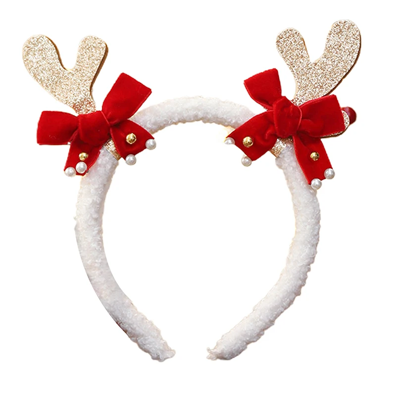 Reindeer Antlers Headband Elastic Christmas Cosplay Hair Band Hair Hoop Headpiece for Party Hair Accessories New Year 2024