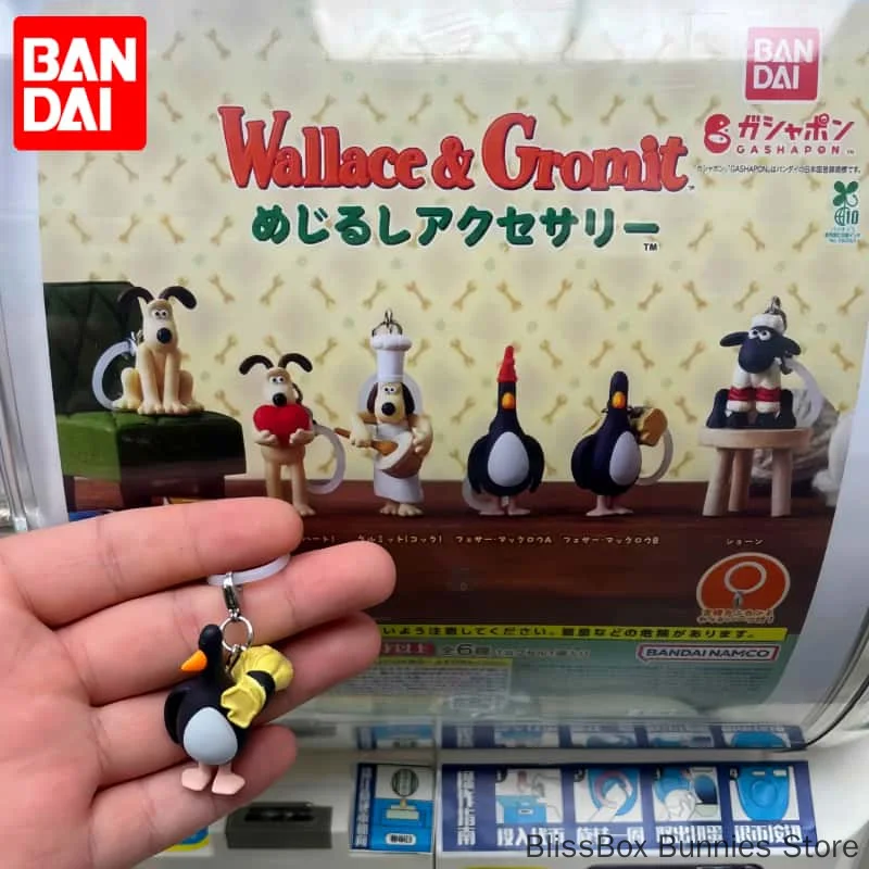 In Stock Bandai Gashapon Wallace And Gromit Action Anime Figure Mascot Bag Charm Toy Keychain Pendant Xmas Gift