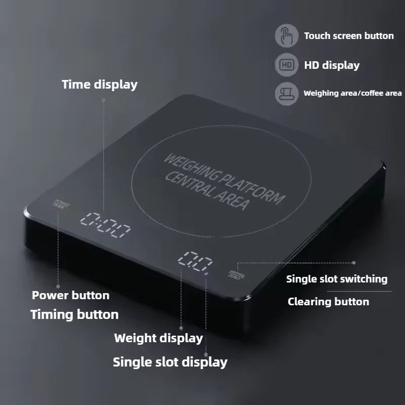 USB Rechargeable Digital Espresso Scale With Timer LED Digital Screen 3kg 0.1g Precision Kitchen Scale Cafe Kitchen Tools Gift