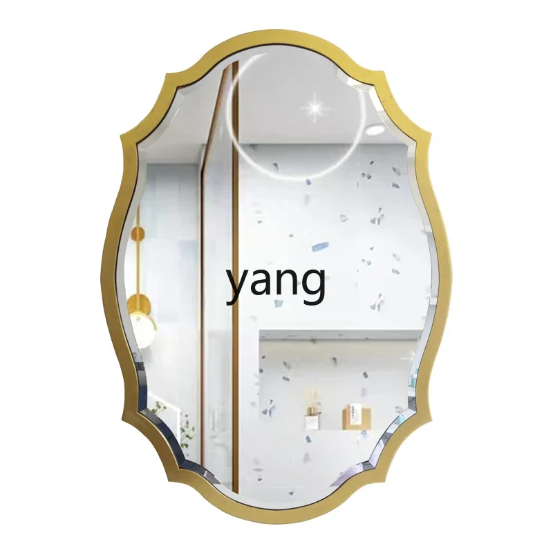 

LTT retro bathroom cosmetic mirror light luxury cosmetic mirror wall-mounted bathroom decorative mirror