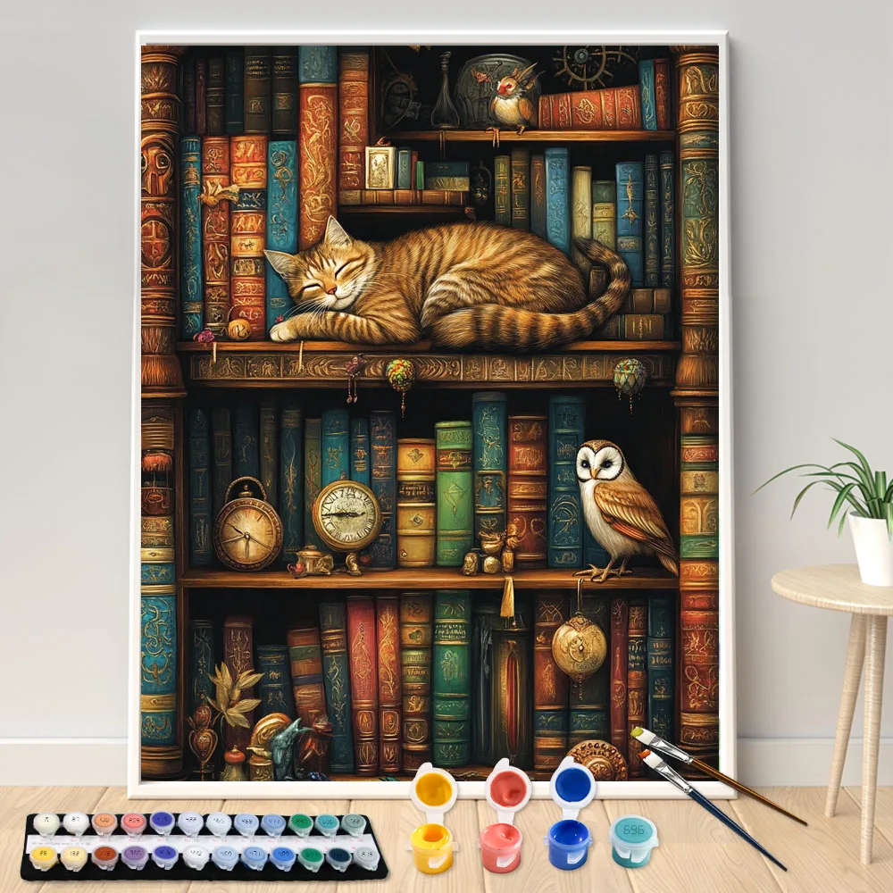 Digital Acrylic Painting Kit DIY Afternoon Books Hand Art Canvas Hand Painted Home Decor Personalized Surprise Gift