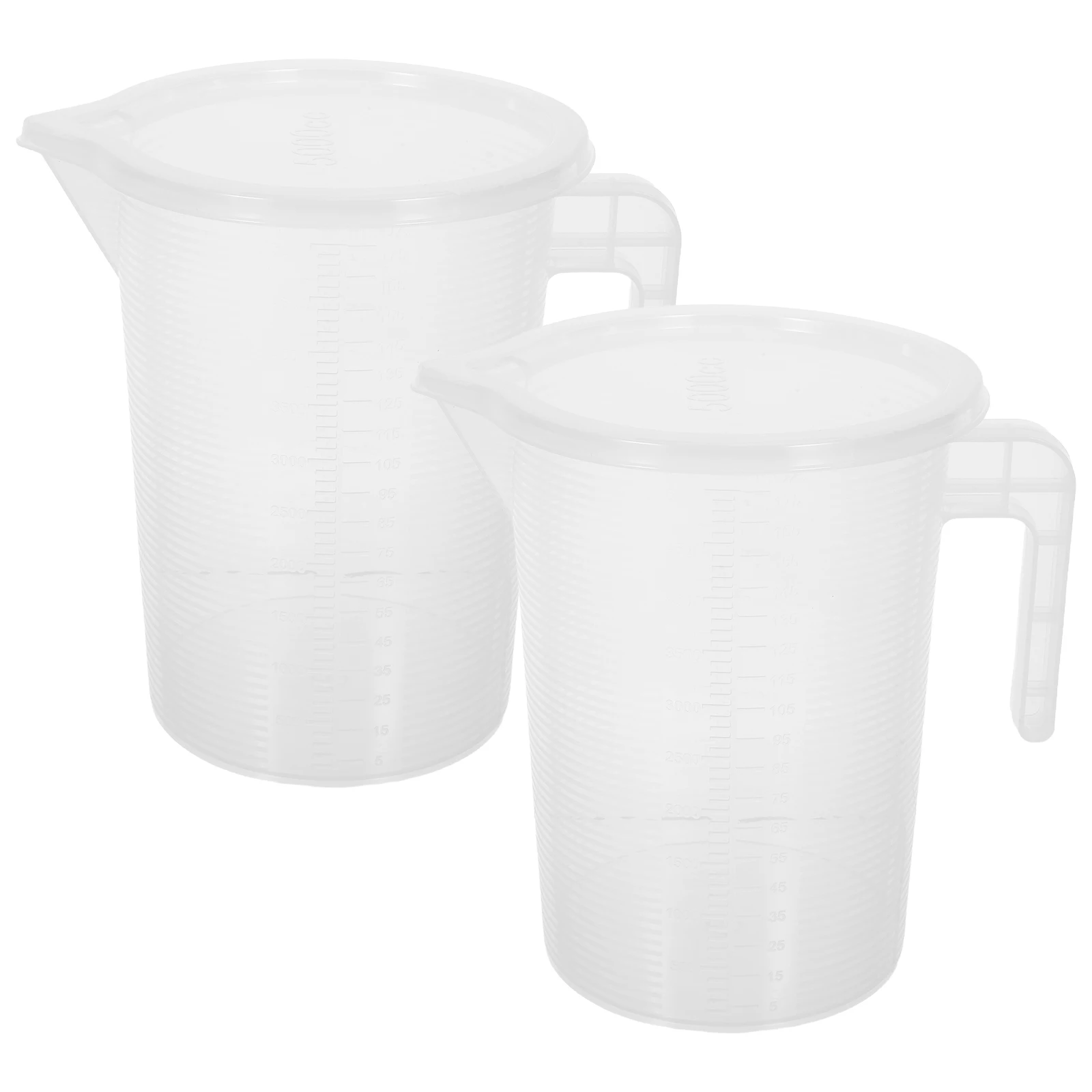 

2pcs 3.5L Lidded Measuring Jug Large Capacity Transparent Pp Plastic Jug With Handle Heat Resistant Scaled Liquid Ingredient