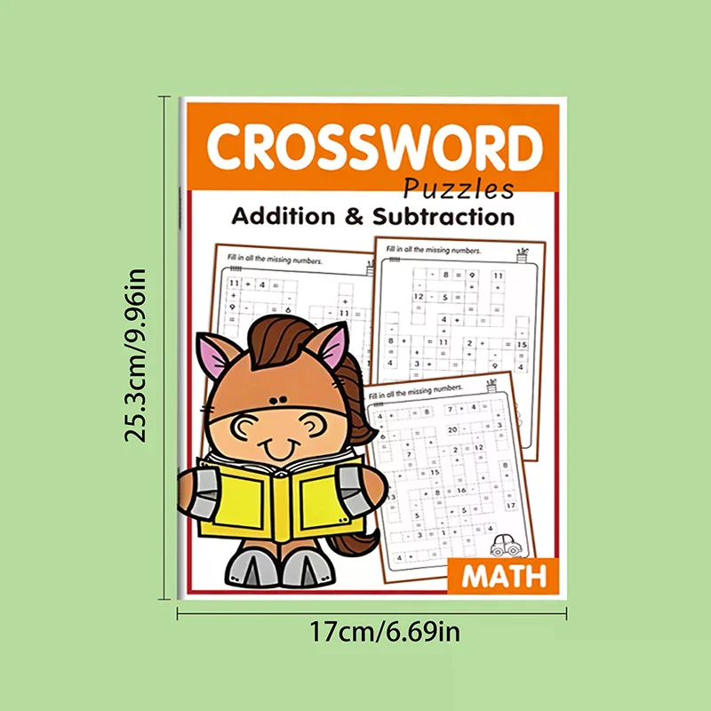 Math Workbook For Kids Ages 5-8 Math:Math Crossword Puzzles Addition And Subtraction Workbook