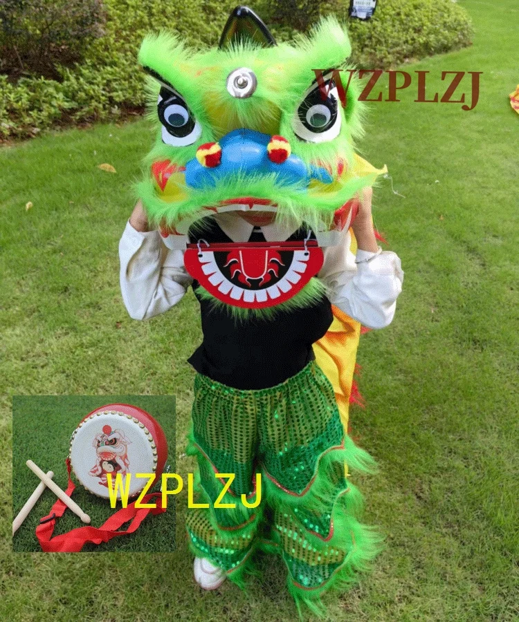 Chinese Children's Dance Performance  2-5 Age 12 inch Lion Dance Costume Drum Pants Kid Child  Party Sport Outdoor Stage Masco