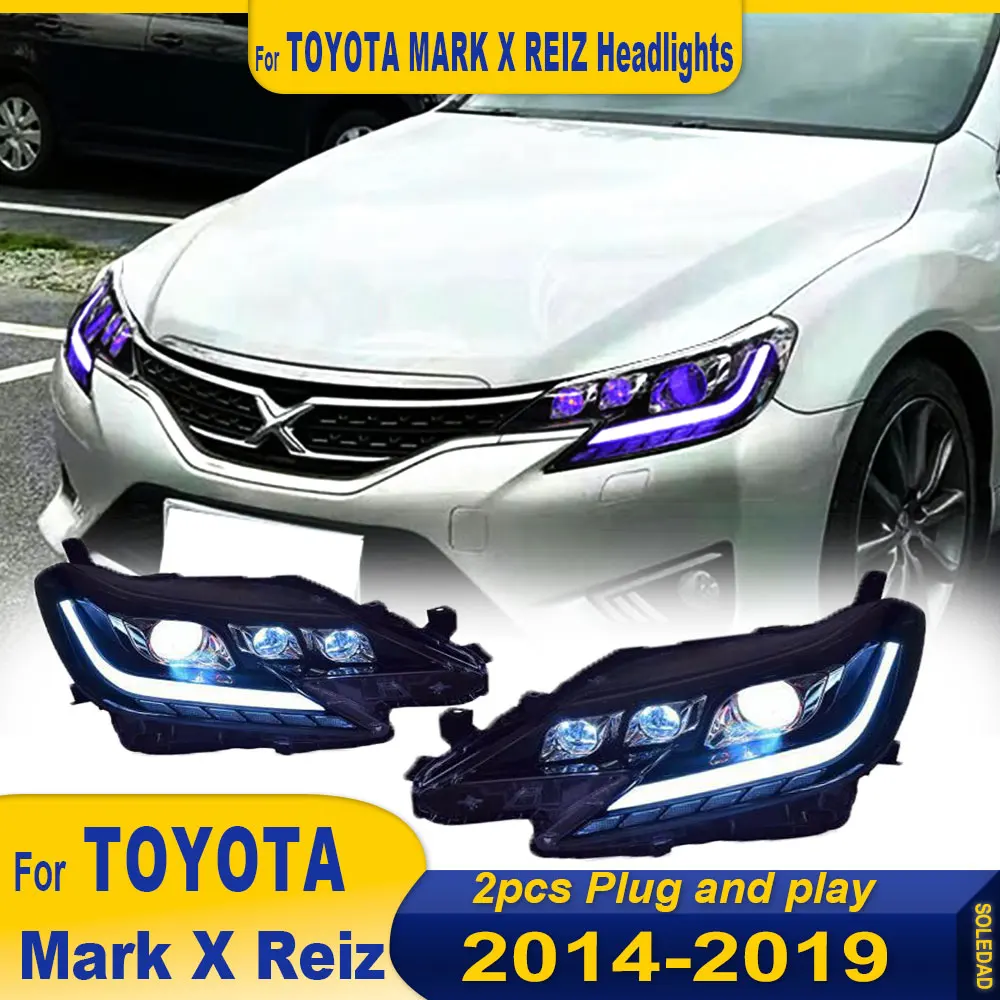 Car Full LED Headlight for Toyota Mark X RGB Headlight 2013-2020 Reiz Head Lamp DRL Dynamic Signal Projector Lens Accessories