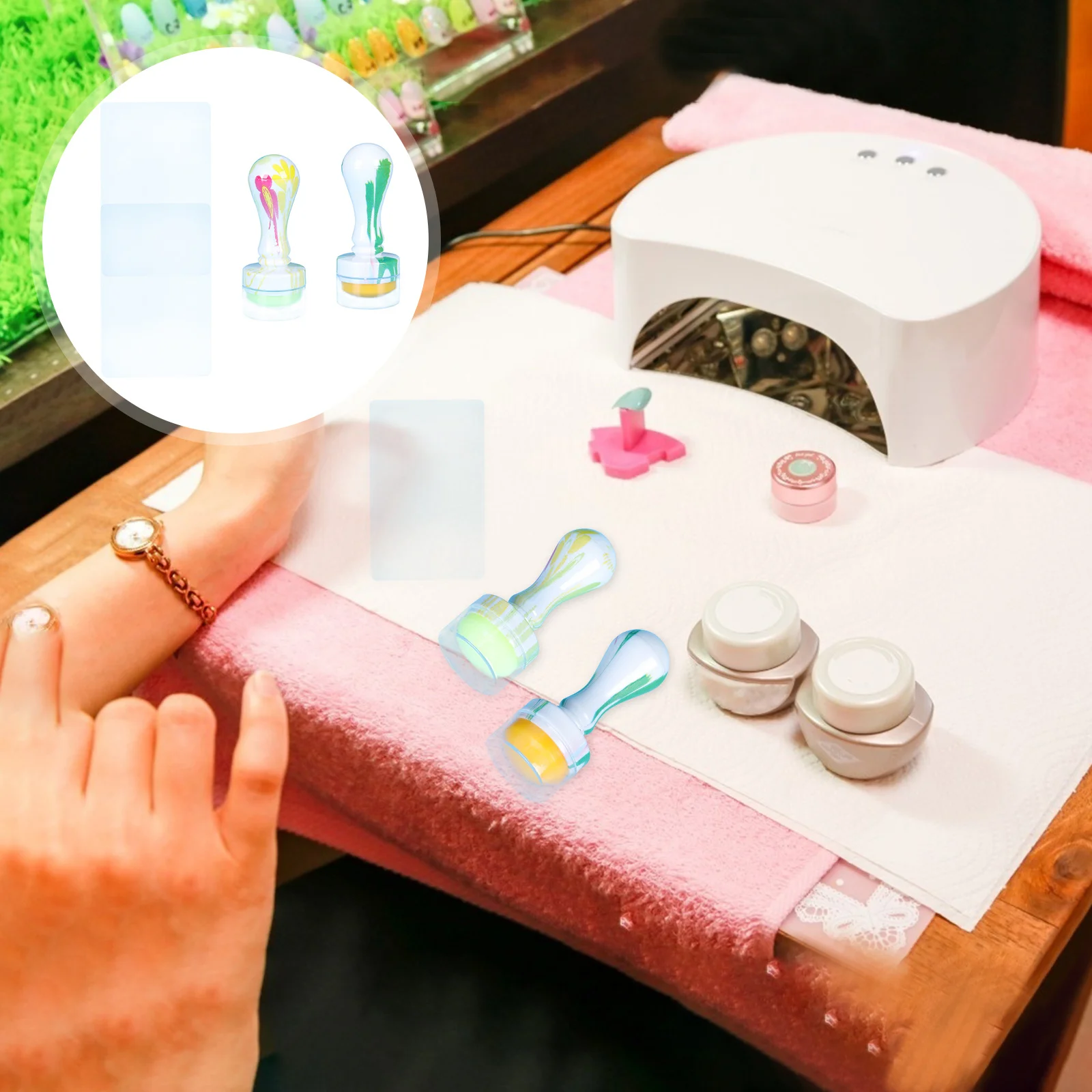 Juego de 2 estampadores de arte de silicona, herramienta de estampado de manicura para diseño de uñas naturales, sello compacto para uñas, accesorio de belleza Diy