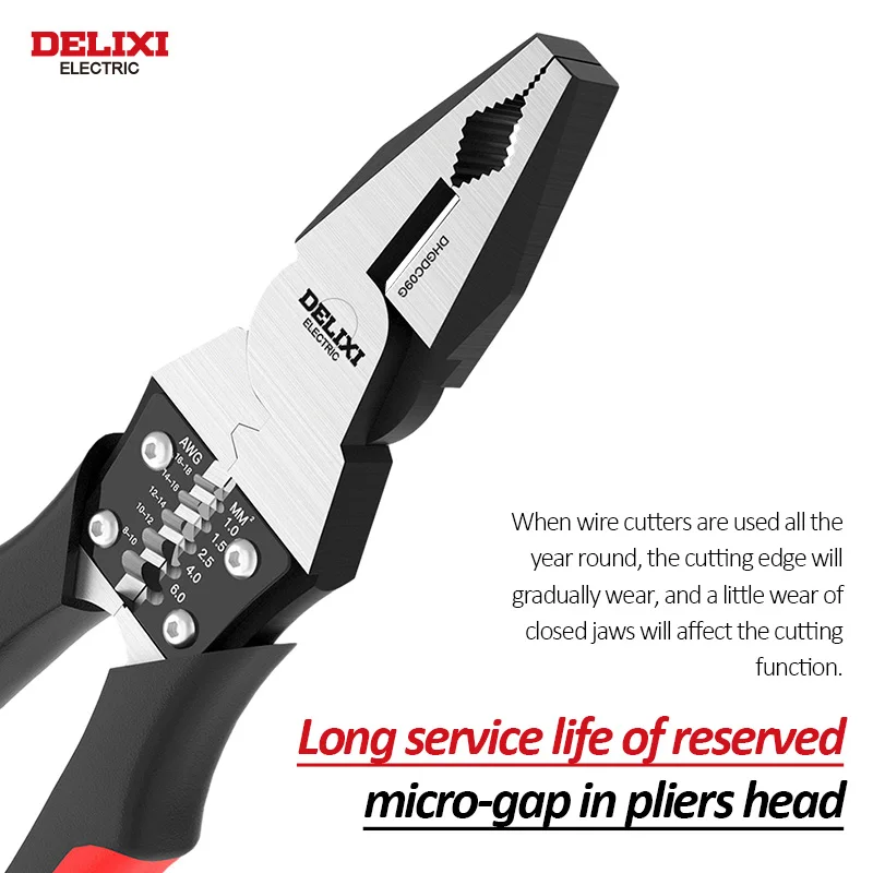 DELIXI ELECTRIC 7/9 Inch Wire Pliers Sharp Large Opening Stripping Pliers Industrial Grade Multifunctional Hardware Manual Tools