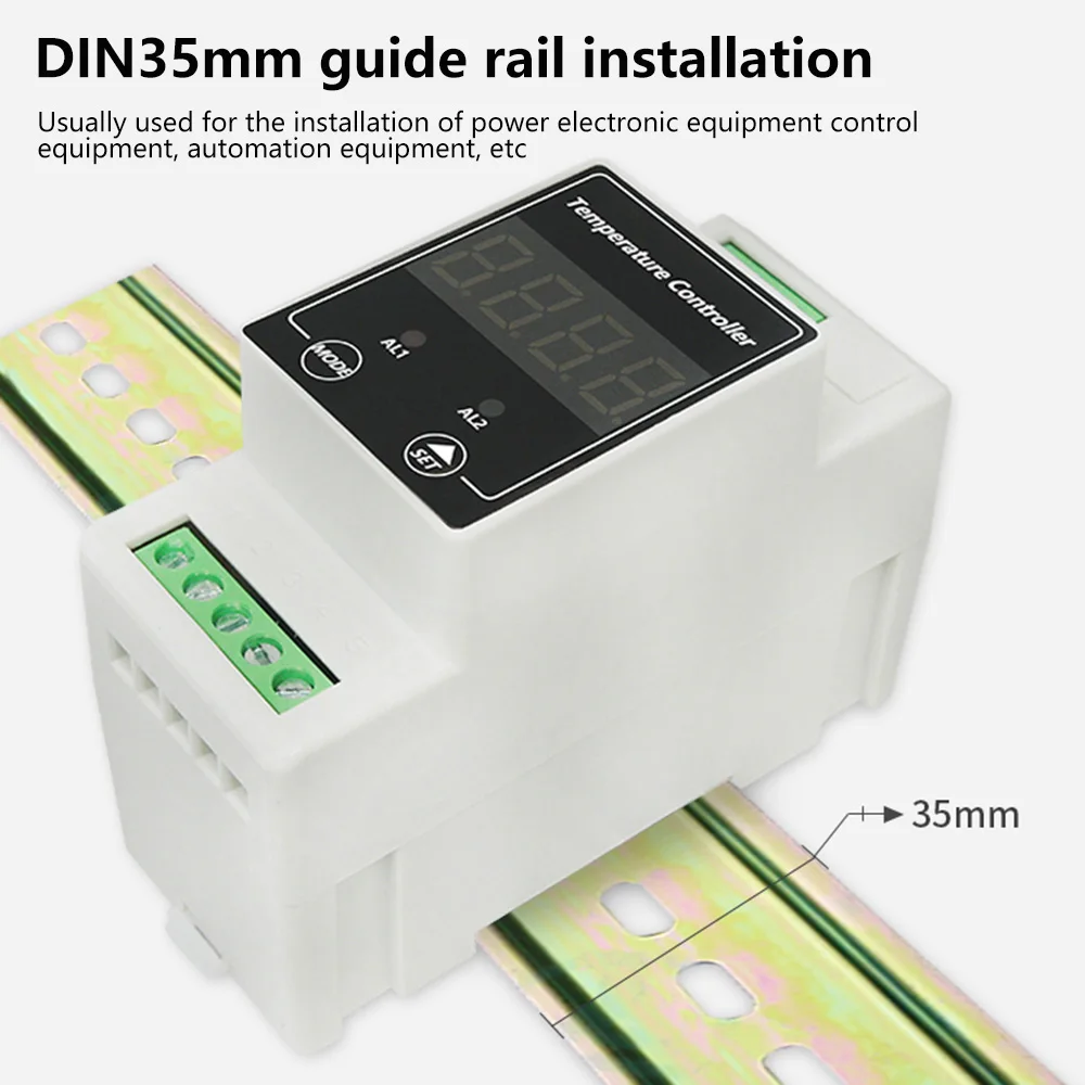 DC8-24V AC100-240V DIN Guide Rail Thermostat LED Digital Temperature Controller Suppoet Thermal Resistance/Thermocouple Sensor