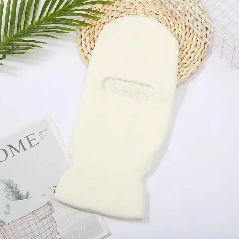 

One-Hole Balaclava Knitted Hats Cosplay Ninja Tactical Full Face Cover Unisex Winter Warm Ski Cycling Mask Solid Skullies Cap