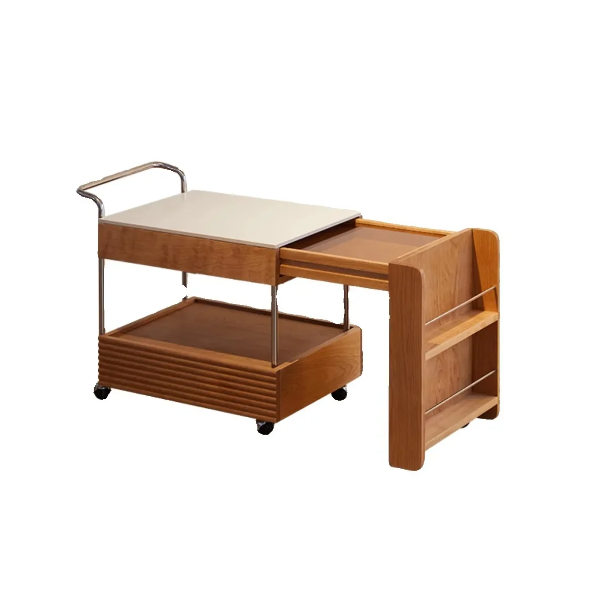 

Cherry wood removable retractable rock slab tea table coffee table solid wood living room