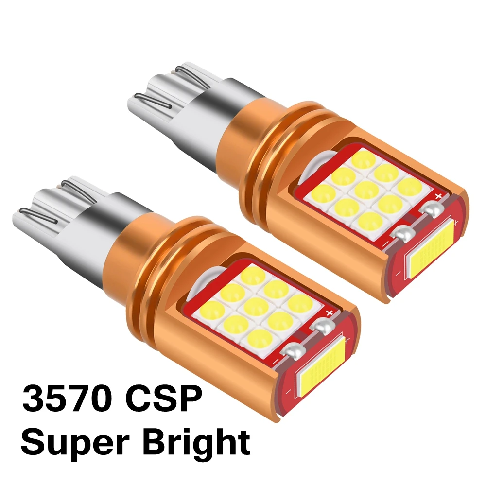 2PCS W16W LED Bulbs Super Bright 3570 CSP 2000Lm WY16W Car Brake Light T15 921 912 Auto Backup Reverse Lamp Red White Yellow 12V