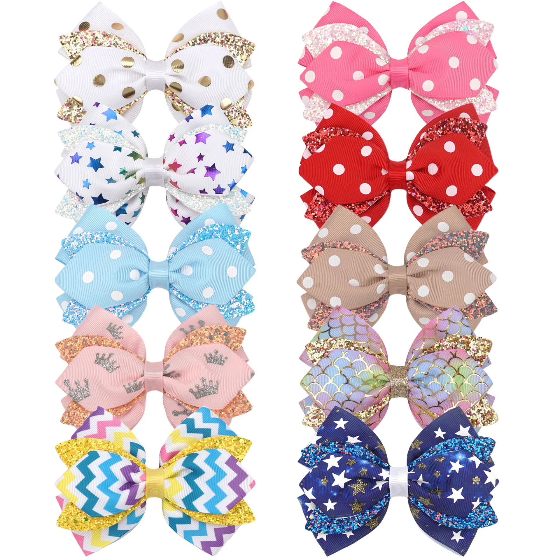 

20 Pcs/Lot, 4.5" Grosgrain Ribbon Bow Hair Clips Polka Dot Printed Handmade Bow Baby Hairpins Kids Girls Hair Accessories