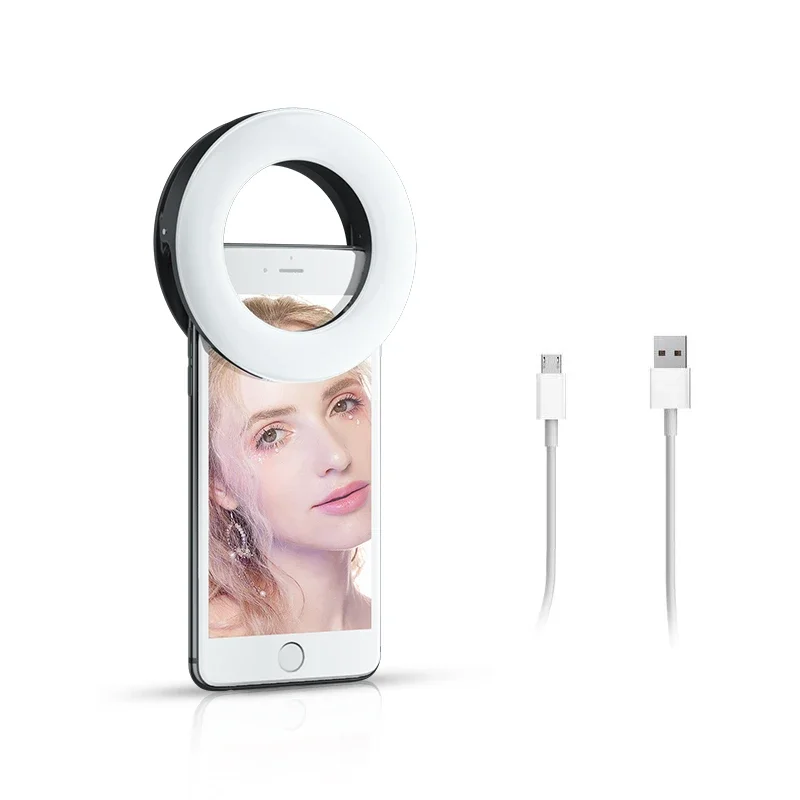 USB Rechargeable Selfie Ring Light Portable LED Clip On Fill Light for Mobile Phone Laptop YouTube Videos