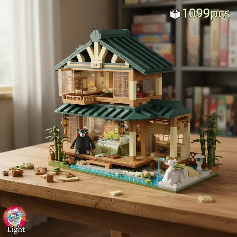 2025 창의적인 DIY 쿠마몬 블록 일본식 집 장식 퍼즐 조립 모델 장난감 생일 선물 어린이용