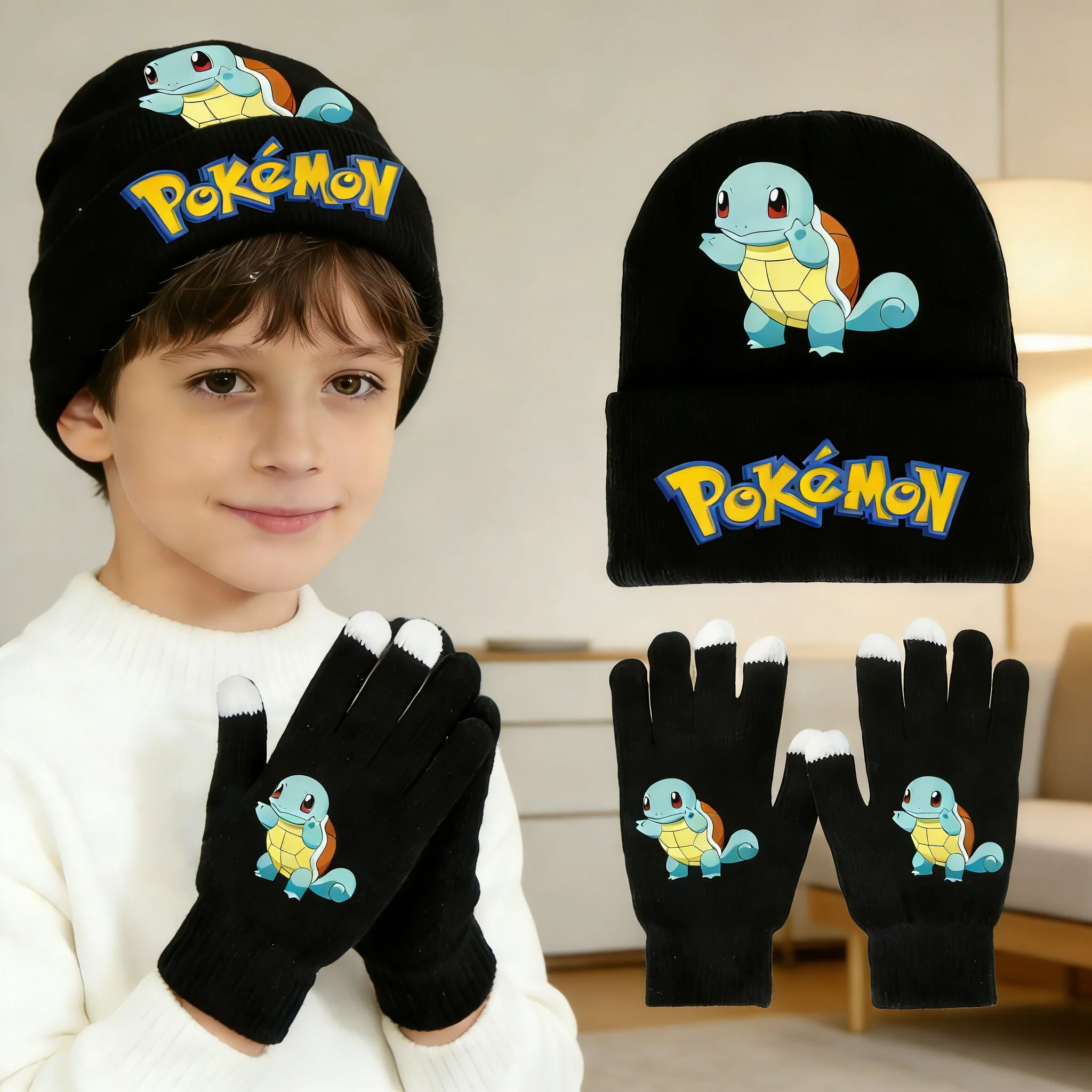 

Новый комплект вязаных шапок и перчаток с изображением Пикачу, детская милая кепка в стиле аниме Pokemon, модные уютные перчатки Rayquaza, детские зимние теплые аксессуары, подарок