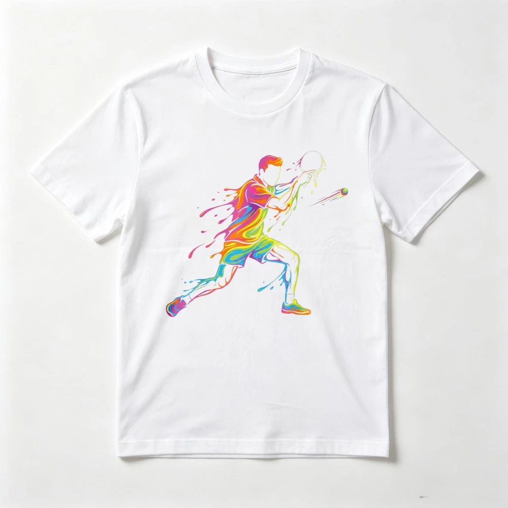 Watercolor Style Table Tennis Player Ping Pong Lovers T-Shirt Casual Fahsion Harajuku Short Sleeve Casual Fashion Unisex Tees