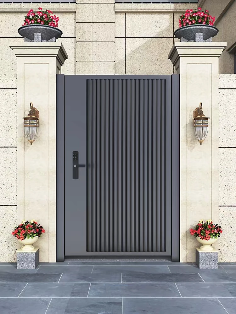 Wrought iron courtyard door Aluminum alloy villa door garden louver door outside single and double door homestay corridor entran