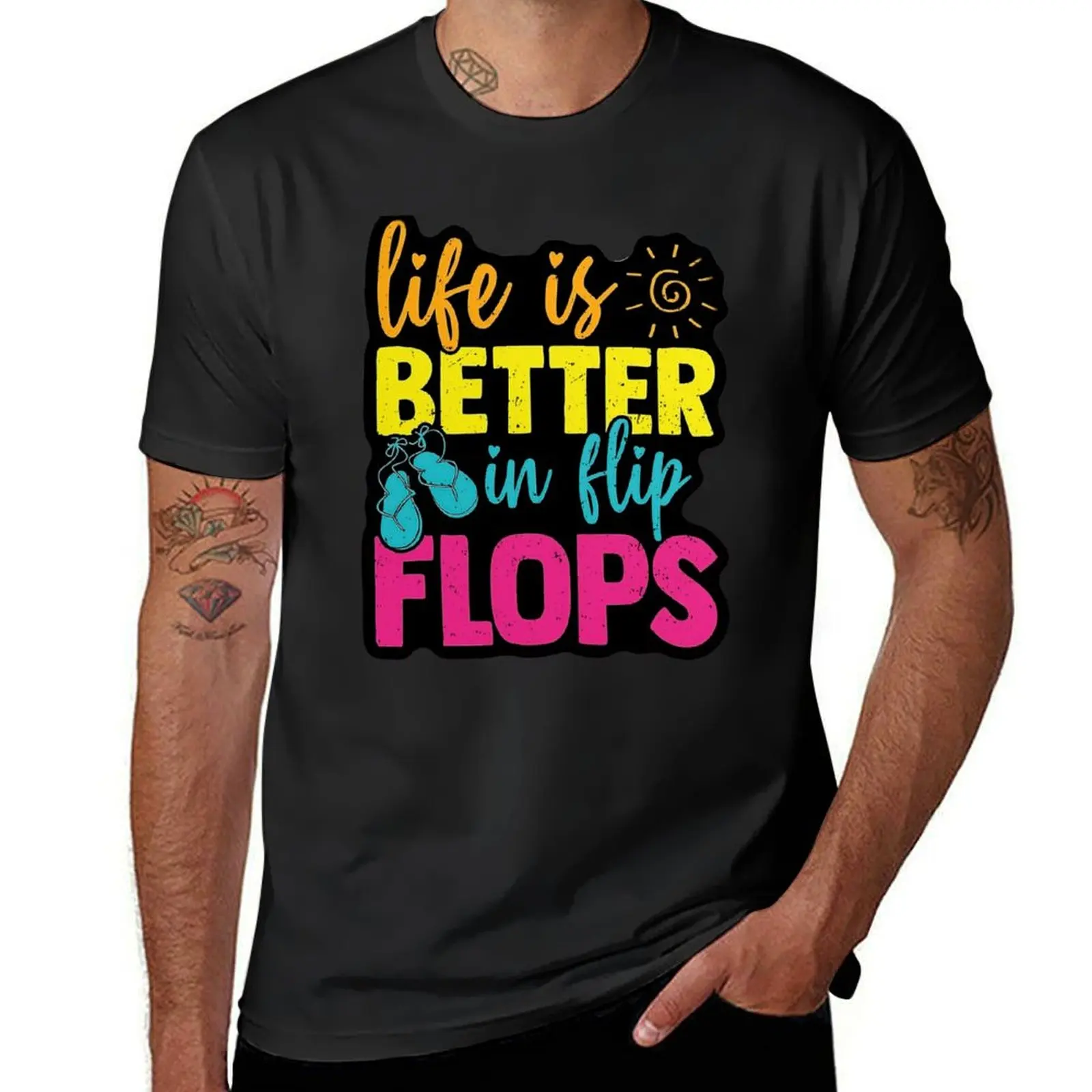 

Flip Flop Life is Better in Flip Flops Beach Summer T-Shirt sweat quick-drying mens t shirt