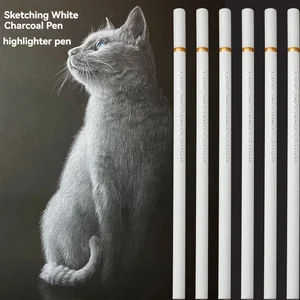6 pcs/set white coal pencil design set of design white sketch pencil for design sketching chalk pencils for beginners 8 Main Sales Pastel Oleoso - №3