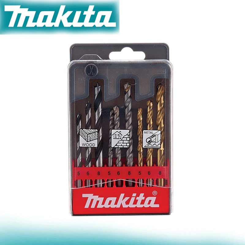 

Набор сверл Makita D-16405, 9 предметов, HSS, с твердосплавными напайками, для дерева, бетона, металла, прочные и долговечные инструменты и аксессуары