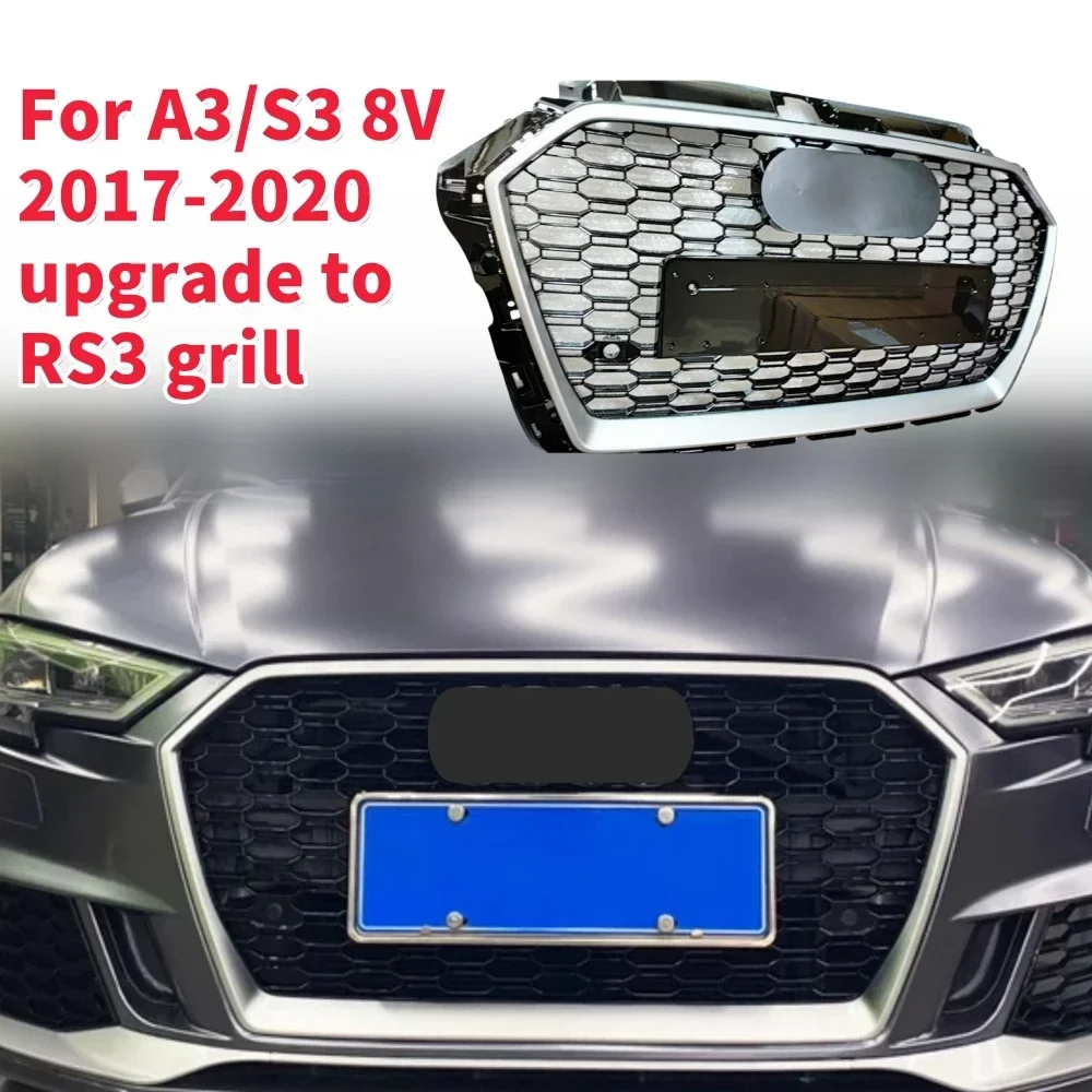 Racing Grills Front Hood Grille Car Front Bumper Grill Center Grille for RS3 Grill for A3/S3 8V 2017-2020