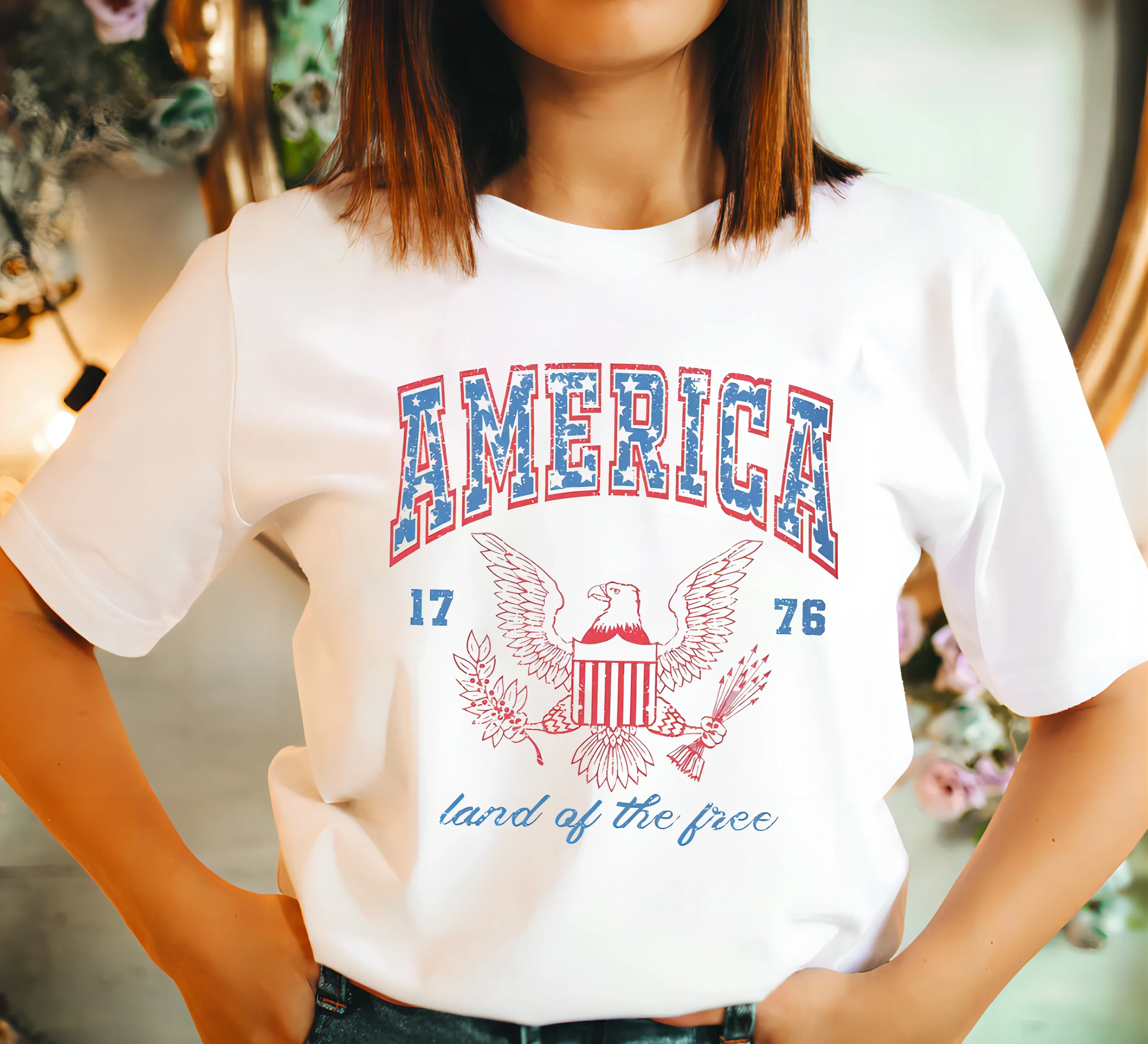 

Женская летняя футболка с принтом орла, Модный повседневный универсальный топ