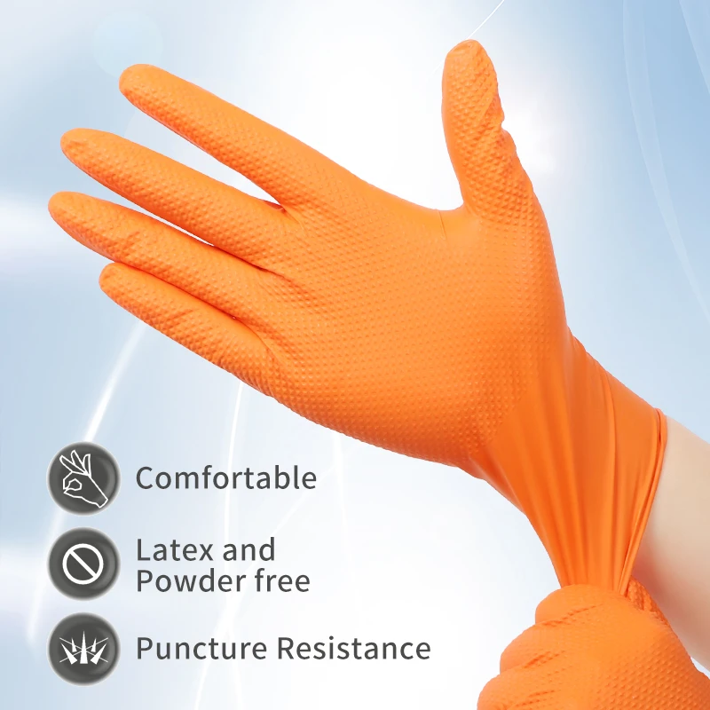 8 Mil Thick Multi-purpose Nitrile Gloves Diamond Texture Mechanic Industrial Waterproof Safety Work Non-slip Mechanics Repair