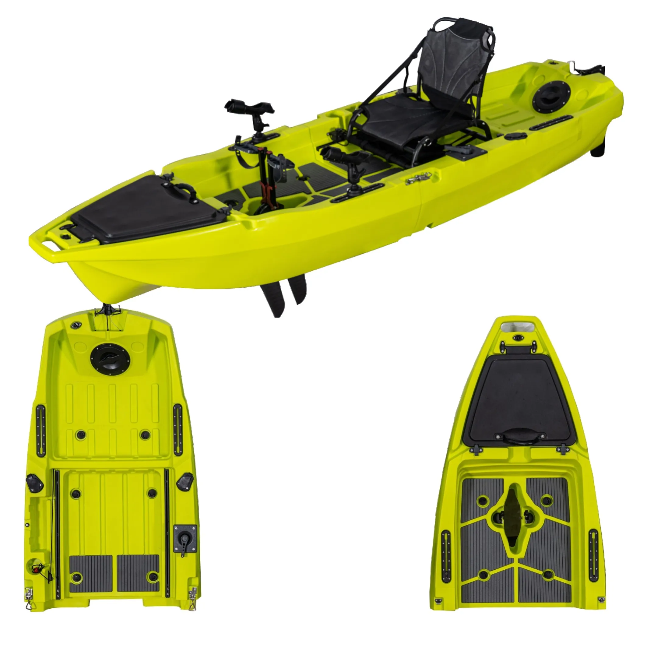 Modular Pedal Kayak, 1-Person 2-Section Detachable, HDPE Rotomolded Hull,Sit-on-Top with Fin Drive,for Lake River Ocean Fishing
