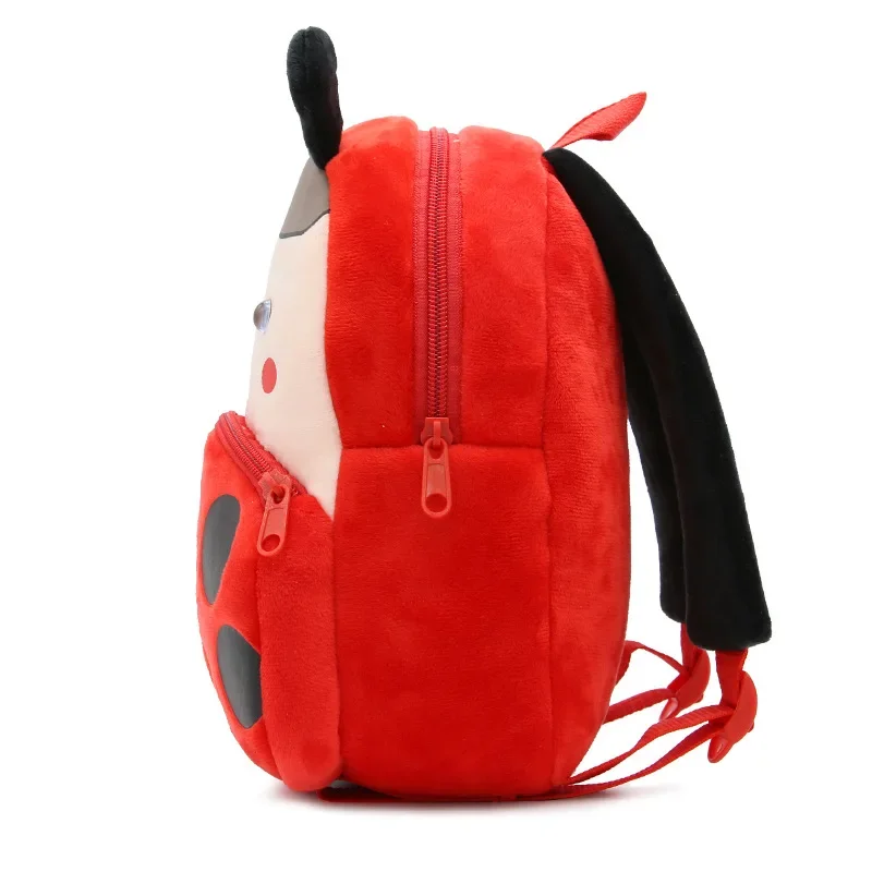 Children School Backpack Cartoon Ladybug Design Comfortable Soft Plush Material For Toddler Baby Kindergarten Kids Snacks Bag