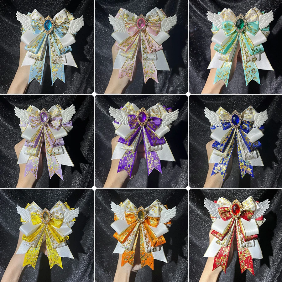 1Pc Cute Angel Wings Bow Tie Brooch, 11 Colors, Handmade DIY Finished Product, Anime Lolita Cosplay, Comic Exhibition Decoration, Backpack Decoration Bow Tie
