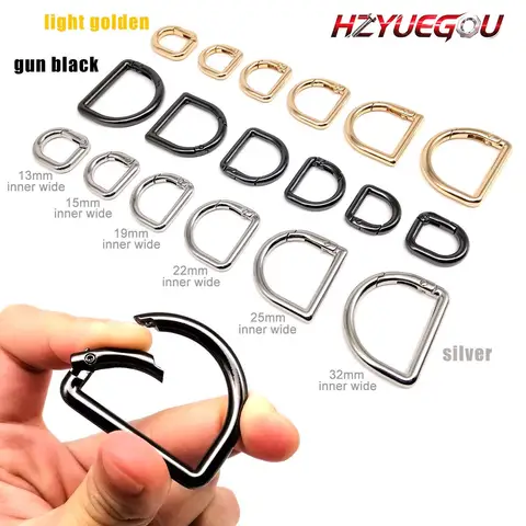 HZYUEGOU D Shape Type Spring Ring Openable Leather Bag Handbag Strap Buckle Connect Keyring Dog Chain Snap Clasp Clip Carabiner