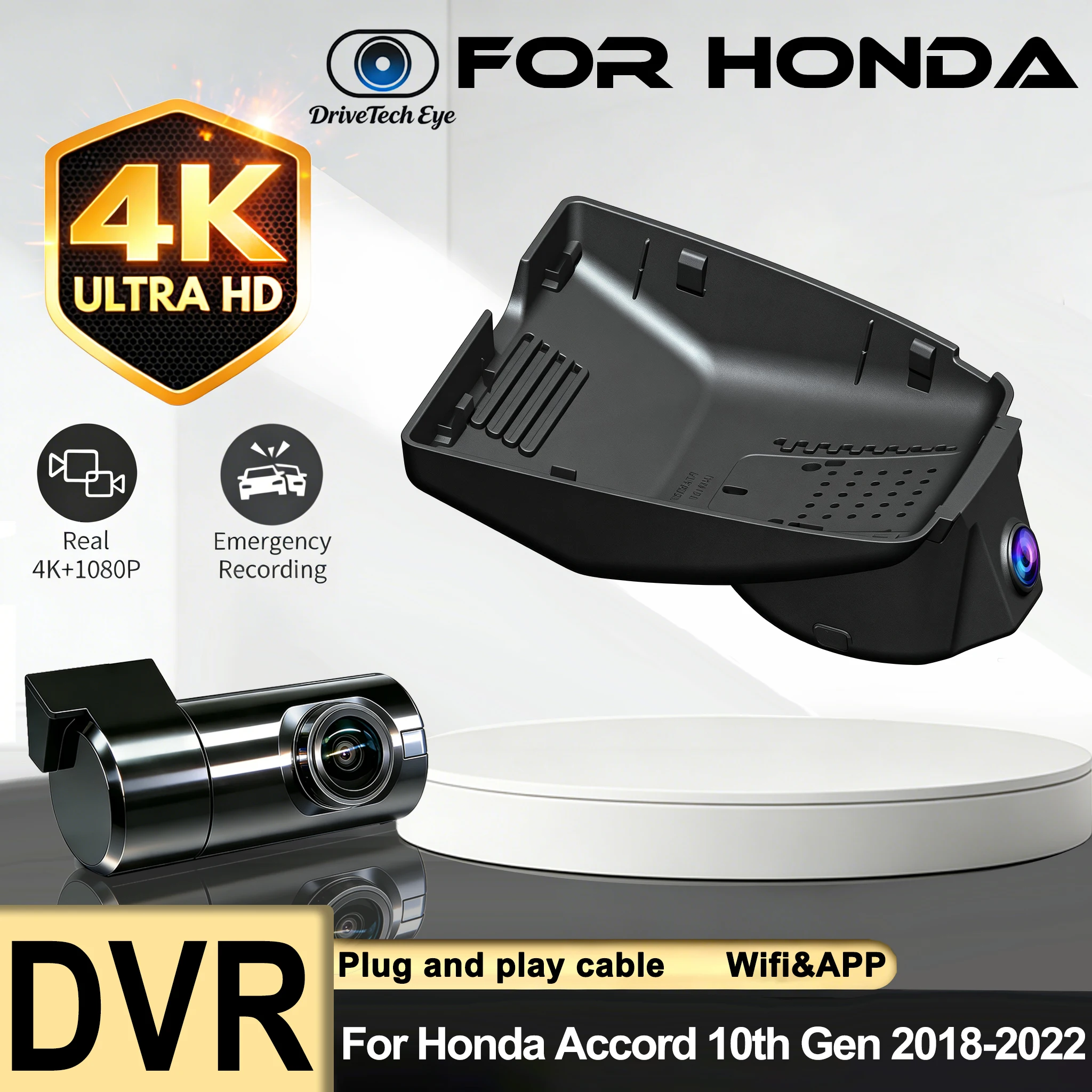 for Honda Accord 10th Gen 2018-2022 Front and Rear plug and play Dash Cam for Car Camera Dashcam WIFI Car Dvr Recording CAM