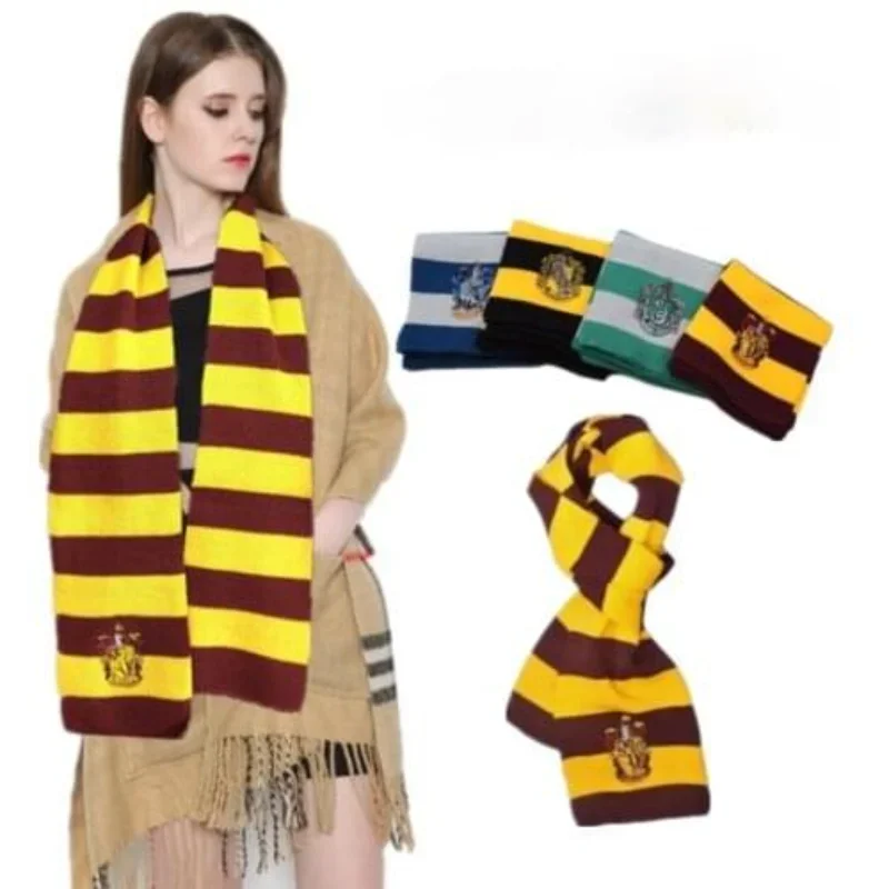 Scarf Harries Student Campus Cosplay Scarf Potters Gryffindor Hufflepuff House Badge Handsome Acrylic Christmas Assembly Gifts