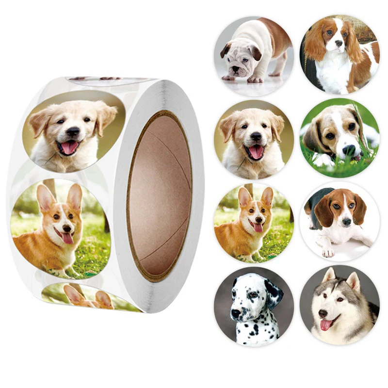 Autocollants de récompense pour enfants, 500 pièces, autocollants d'encouragement à motif de chien chiot pour enseignants, autocollants d'animaux mignons, papeterie