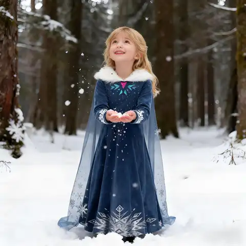 Girl's Princess Dresses Christmas Cosplay Costumes Birthday Carnival Party Gown Autumn Winter Long Sleeve Prom Evening Dress