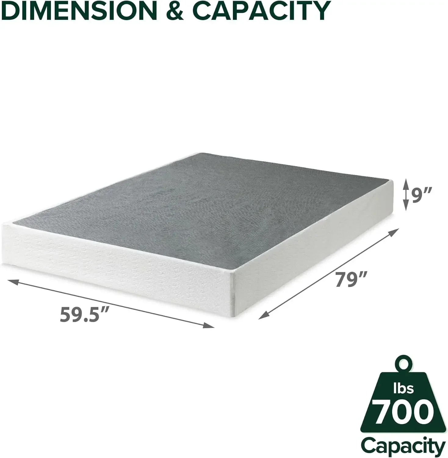 Queen Size - 9 Inch Metal Smart Box Spring with Quick Assembly, Mattress Foundation, Strong Metal Frame / Easy Assembly