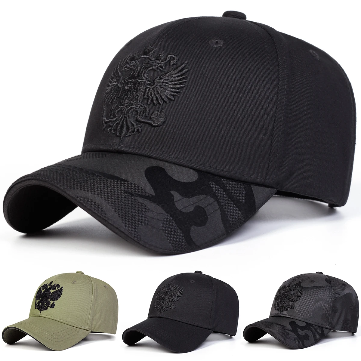 Unisex Double-headed Eagle Embroidery Baseball Caps Spring Autumn Outdoor Adjustable Casual Hats Sunscreen Hat Sports Cap