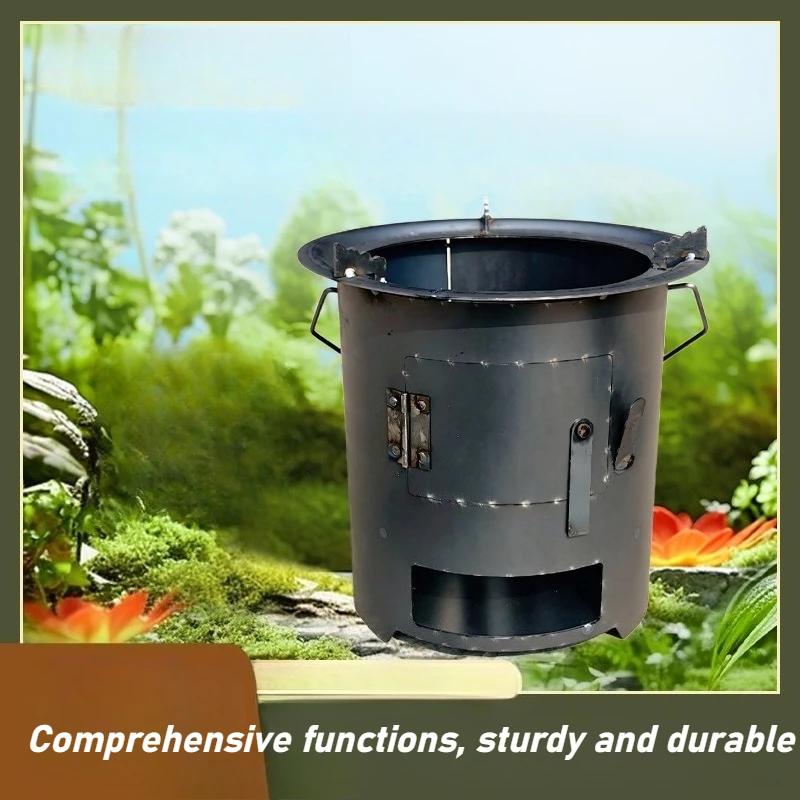 Estufa de leña para exteriores, hoguera de carbón para preparar té, calentar, cocinar y barbacoa al aire libre. Multifuncional.