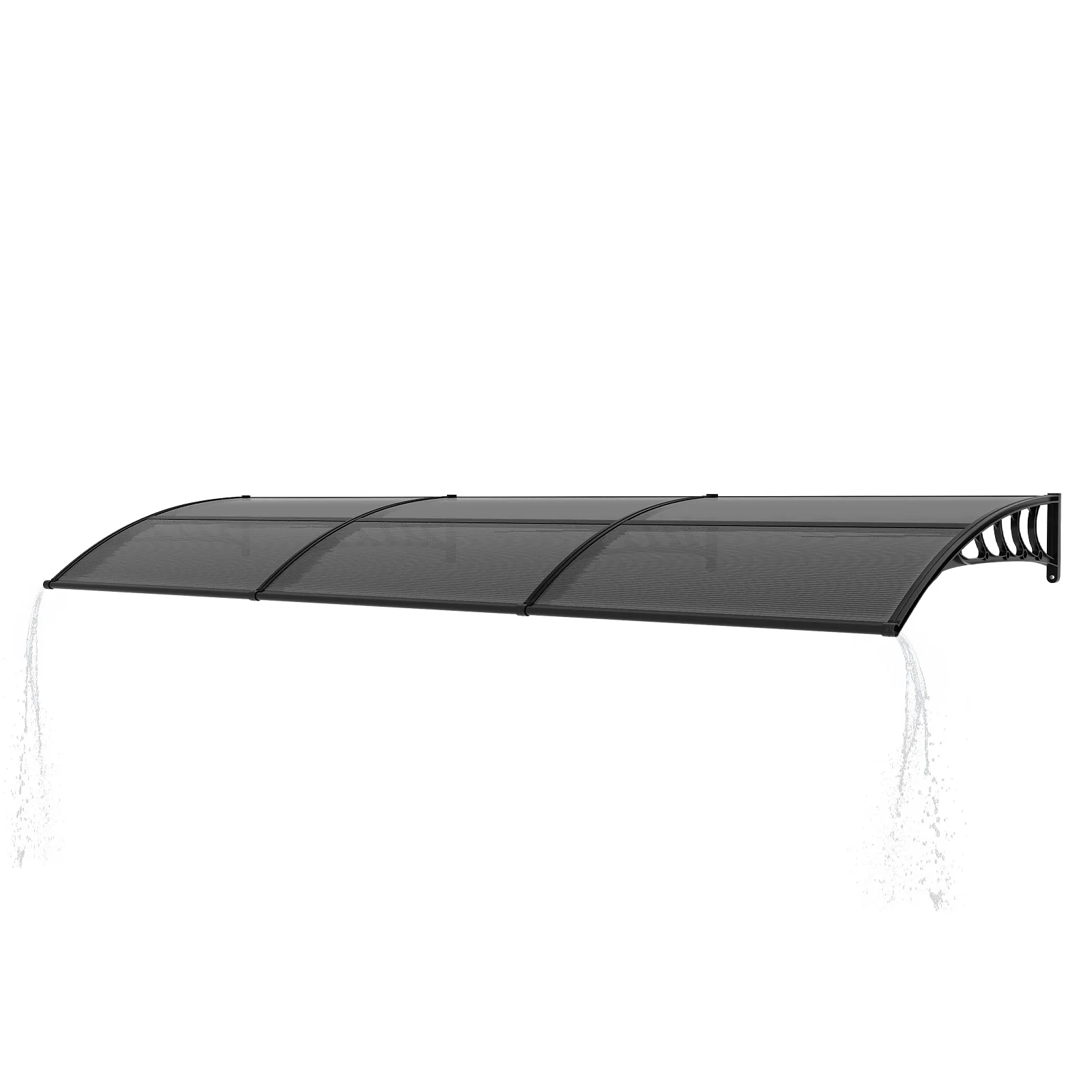 Awning for Door Entrance with Drainage Sink, 40x120 Inch Window Canopy Exterior, UV Rain Snow Protection for House Porch Patio Deck, Black Bracket & Brown Board