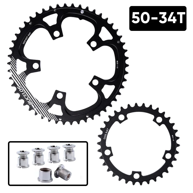 BUCKLOS Rennrad Kettenblatt 110 BCD Kettenblatt 4 Loch 5 Loch 34/36/39/50/52/53T Kettenblatt Double Speed Rennrad Krone