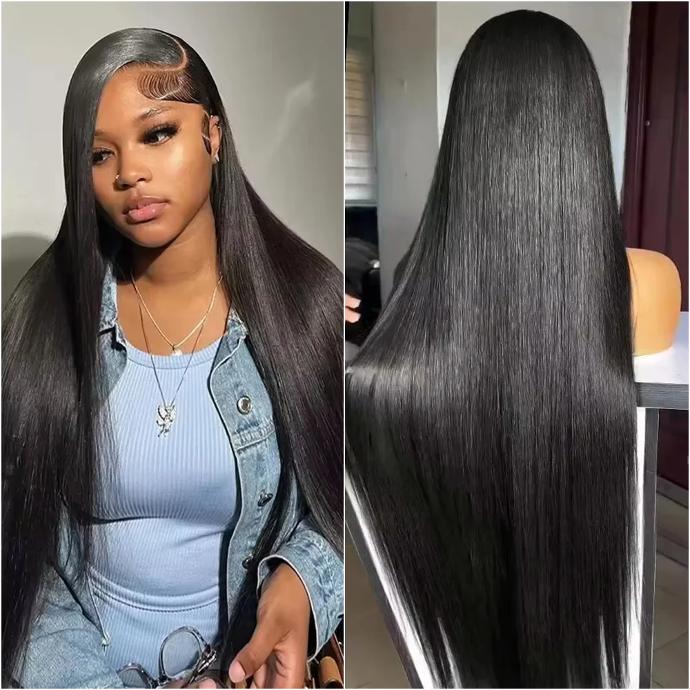 

Парик из натуральных волос с HD-кружевом 13x6, плотность 200, прямые волосы, для женщин, 36-40 дюймов, прозрачный фронтальный парик 13x4, бразильские парики