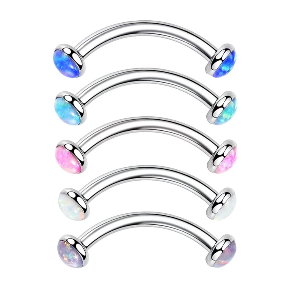 3/4/5 mm Opalstahl-Augenbrauenring mit Innengewinde, 6 mm – 14 mm Stab, gebogener Langhantel, Monroe-Lippen-Ohrstecker, Tragus-Piercing – Detail 2