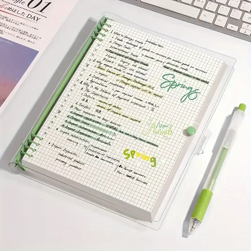 A5 Transparent PVC Binder Notebook with Detachable Cover Ins Aesthetic Journal for Writing Notes Diary Planner School Supplies