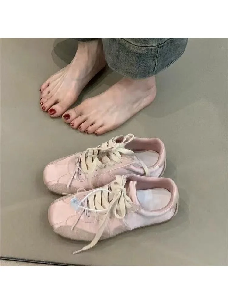 

White Lace Casual Women's Sneakers Knot Design Spring New Style Dequn Shoes Low Cut Rubber Sole Comfortable Materni...