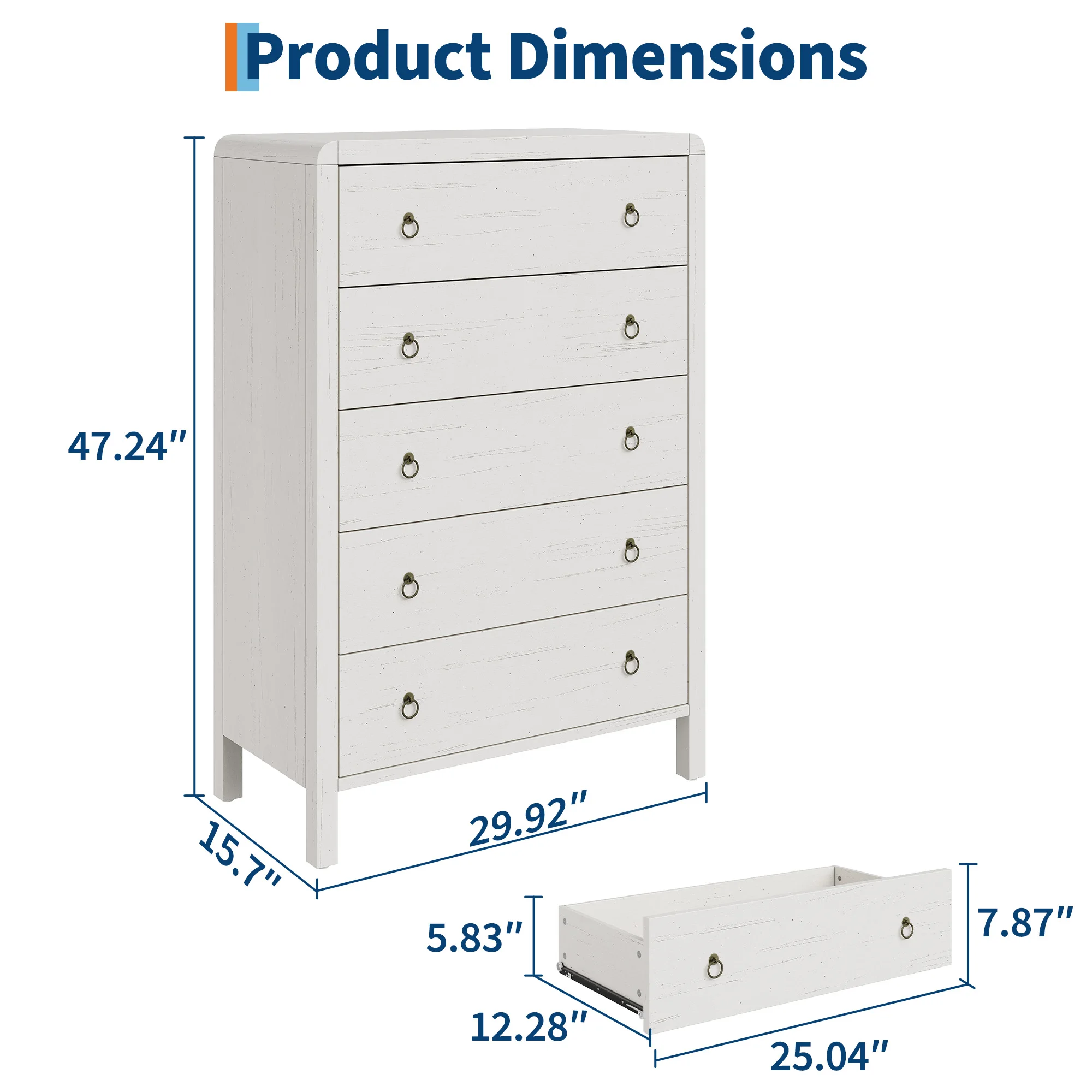 Multi-Functional Modern Dresser – 5 Drawer Chest for Bedroom, Living Room, Nursery, or Entryway – Tall Wood Storage Cabinet – Spacious Home Organization