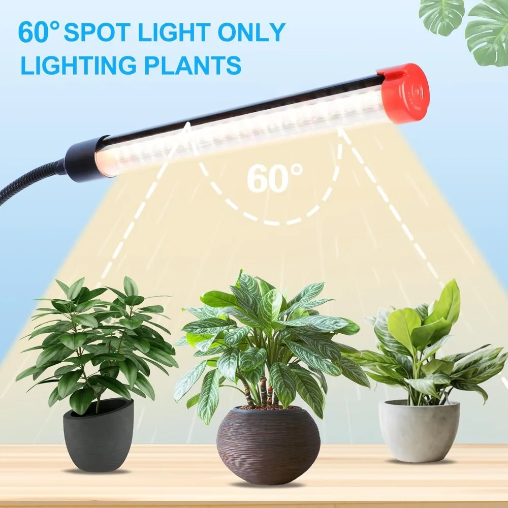 Luz de cultivo LED de 6 cabezales con soporte y temporizador, altura ajustable de 54 W para plantas de interior, bonsái, inicio de semillas
