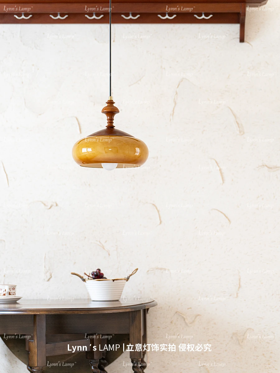 Middle ancient style restaurant pendant light Japanese style solid wood retro dining room study original bedroom bedside lamp