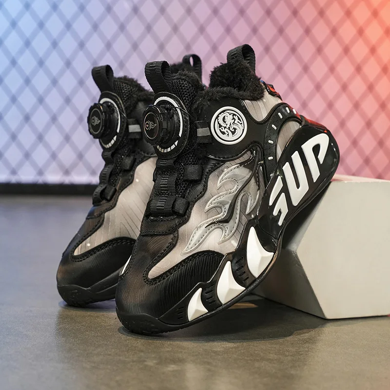 

New autumn/winter 2025 children's basketball shoes with waterproof leather surface and training sports shoes for boys and girls